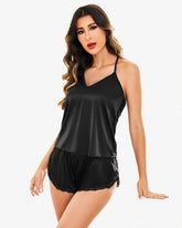 Satin Pajama Set Cami Lace Sleepwear